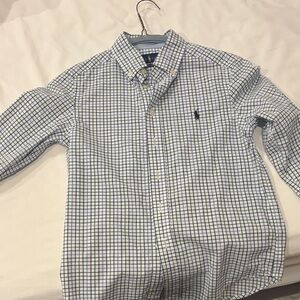 Polo by Ralph Lauren Boys White and Blue Plaid Shirt